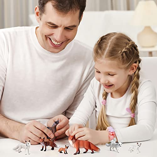 SIENON 8Pcs Mini Fox Animals Figures Woodland Toys Set - color: 8pcs Fox Toy Figures
