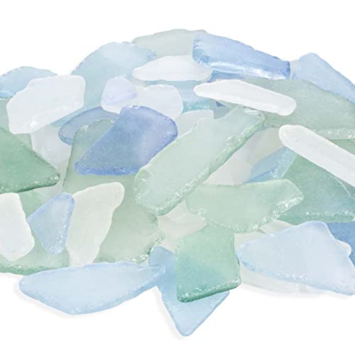 Nautical Crush Trading Sea Glass | 55oz Light Blue Olive & White Tumbled Sea Glass Decor | Bulk Seaglass Pieces for Beach Wedding Decor & Crafts - size: 55 Ounces