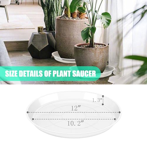 OUPSAUI 4 Pack Clear Plant Saucer 4 6 8 10 12 14 16 18 20 22 Inch Plant Trays for Pots, Plastic Extra Large Planter Saucers for Outdoors Indoors, Drip Catcher Water Tray for Plants (12 Inch) - size: 12"