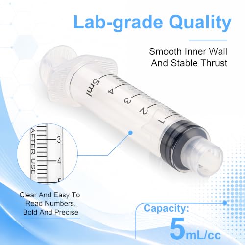 20 Pack 5ml Syringes with 22 Gauge 1.25 inch, Sterile Luer Lock Lab Syringes for Scientific Measuring and Refilling, Individual Package - color: 20 Pack, size: 5ml 22Ga 1.25"(Luer Lock)
