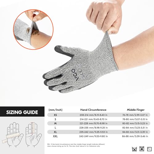 Vgo... ANSI A3 Cut Resistant Gloves EN388 Level 5 Certified Hand Protection Gloves(SK2131) - color: Gray, size: Large(Pack of 2)