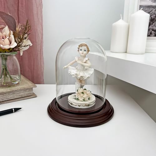 Plymor 4" x 5.25" Glass Display Dome Cloche (Dark Mahogany Veneer Base) - color: Dark Mahogany Veneer Base