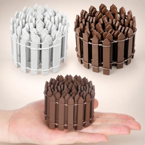 2Pcs Miniature Fairy Garden Fence DIY Wood Decorative Picket Fence | Mini Wood Picket Ornament Fence, Micro Landscape Miniature Accessories for Dollhouse, Village Landscape, Home, Garden