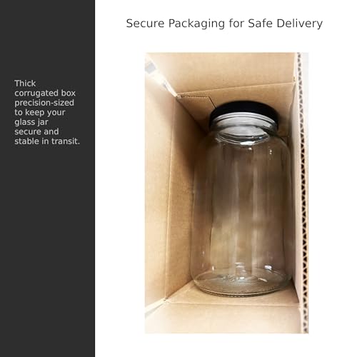North Mountain Supply 1 Gallon Glass Jar, Black Plastic Lid | Wide Mouth, USDA Certified, BPA-Free, For Fermenting, Storing, Canning