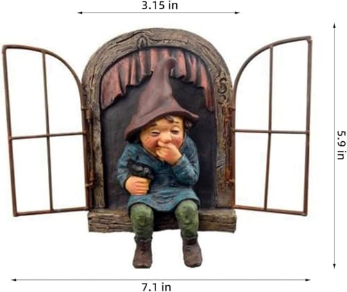 7.1-inch Elf Out The Door Tree Hugger,Fairy Garden Gnome Statue, Hanging Resin Gnome Figurine,Whimsical Tree Sculpture,Garden Peeker Statue,Ideal Patio Yard Lawn Porch Decoration - style: Women