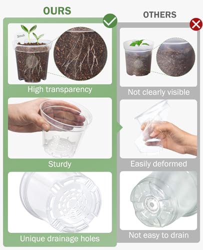 homenote 3 Inch Nursery Pots with Humidity Domes for Seed Starting (30 Pcs) - color: Transparency-with Lid, size: 3 Inch-30 Pack