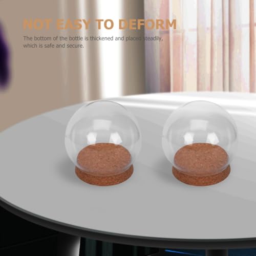 SEWACC 4pcs Glass Display Cover with Cork Base, Eternal Flower Dome for Holiday Decoration, Doll And Preserved Flower Display