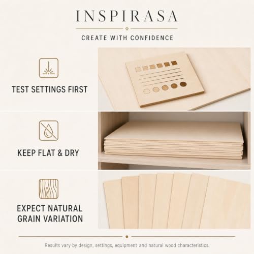 Basswood Plywood Sheets, 8 x 8 in, 1.5 mm, 6 Pack - size: 8 x 8 x 1/16 Inch