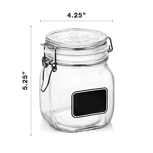 Bormiolio Rocco Clear Jar with Chalkboard, 25.3 Oz - size: 25.25 oz., Single Jar