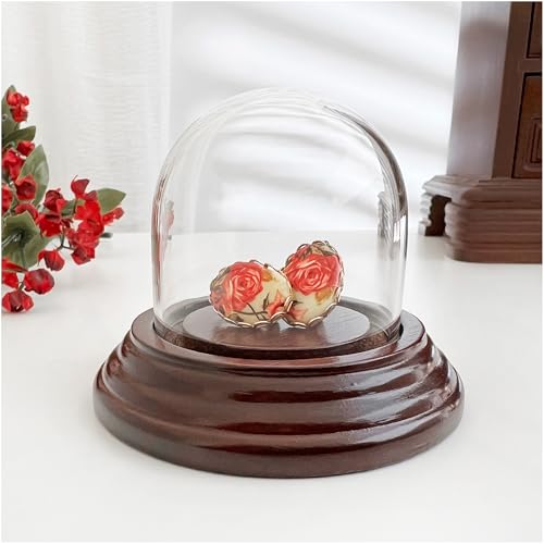 Plymor 1.875" x 1.875" Mini Glass Display Dome Cloche (Dark Mahogany Veneer Base) - color: Dark Mahogany Veneer Base