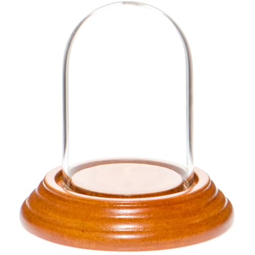 Plymor 1.85" x 2.875" Mini Glass Display Dome Cloche (Oak Veneer Base) - color: Oak Veneer Base