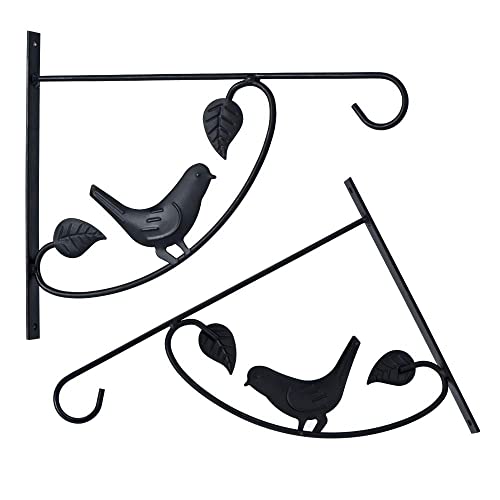HOME MASTER HARDWARE 12 in Hanging Plants Bracket,Wall Mounted Planter Hooks Hangers Flower Pot Bird Feeder Wind Chime for Lanterns Outdoor Indoor Lawn Garden with Screws Black 2 Pack - size: 12in-2 Pack