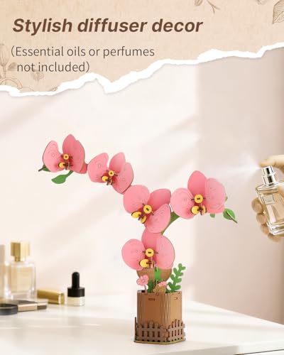 Kaayee 3D Wooden Flower Puzzles Phalaenopsis, Wood Flowers Craft for Adults | Forever Flower Kit Set DIY Crafts to Build, Mother's Day/Botanical Collection/Ideal Creative Gift Ideas/Housewarming 99 PCS - color: Phalaenopsis
