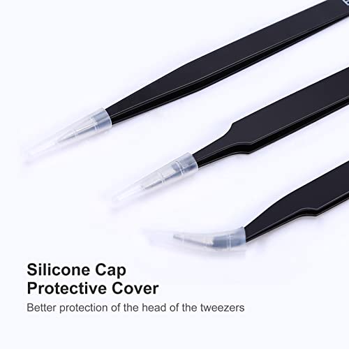 kaverme 3PCS Precision Tweezers Set, Upgraded Anti-Static Stainless Steel | Tweezers for Electronics, Soldering, Laboratory Work, Jewelry-Making, Model, Craft
