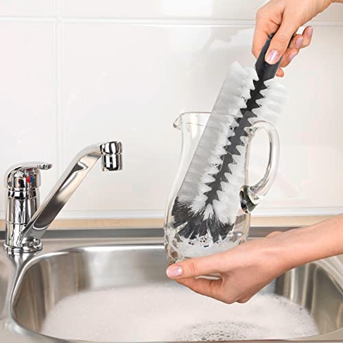 Bonsicoky 3 Brush Bar Glass Washer with Suction Base | Commercial Brush Cleaner, Bristle Brush, For Beer Cup, Long Leg Cup, Red Wine Glass, Kitchen Bar Use - color: 2 Short Brush + 1 Long Brush
