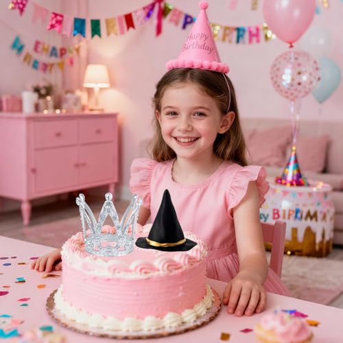 Witch Hat and Crown Cake Topper 2 Pack - color: Hat and Crown