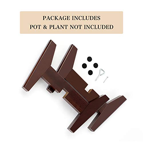 Seanmi Plant Stands for Indoor Plants, Bamboo Plant Stand, Mid Century Plant Holder, Adjustable Width, Fits 8 9 10 11 12 inches Pots - Dark Brown (Planter Stand Only)