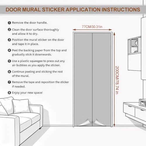 Stone Arch Door Mural, Ocean View Door Cover, 30.3x78.7in - color: Colorful2461