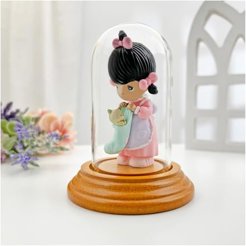 Plymor 1.85" x 3.5" Mini Glass Display Dome Cloche (Oak Veneer Base) - color: Oak Veneer Base