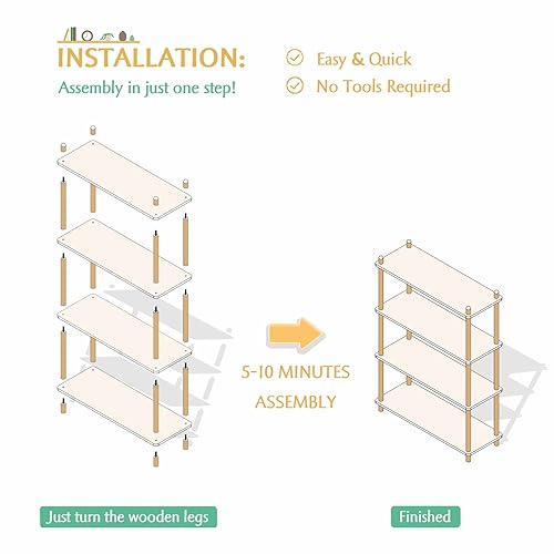 IOTXY 3-Tier Wooden Shelf Bookcase, Freestanding Open Bookshelf, White - color: White, size: 3-Tier