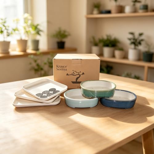 Ceramic Bonsai Pots, 6.3 Inch, 3-Pack