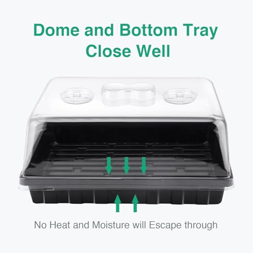 SOLIGT Thick Plastic 5-Set Strong Seed Starter Trays with 5" Humidity Domes | for Seed Starting, Germination, Seedling Propagation & Plant Growing, Holds 240 Cells in Total - size: 5 Set