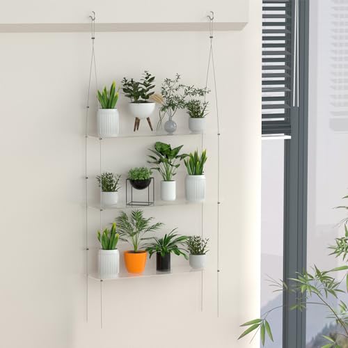 Jolitac Acrylic Window Boxes Plant Shelves for Windows, Acrylic Hanging Window Plant Shelves, Indoor Windows Wall Hanging Plant Stand Flower Display Shelves (Clear, 3-Tier) - size: 3-Tier