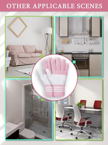 Patelai 3 Pairs Microfiber Dusting Gloves for Plants Leaf, Large - color: Yellow, Blue, Pink, White, size: Large