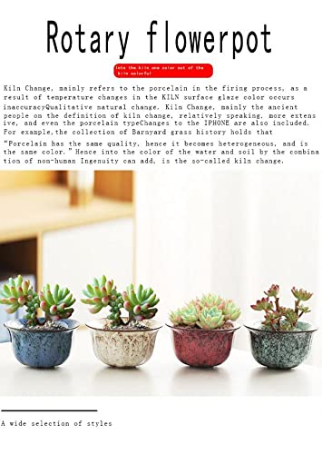 Ceramic Succulent Planter Pot with Drainage Planting Pot Flower Pots Small Planter Pots Flowing Glaze Base Serial Set with Holes - color: Retort With 4