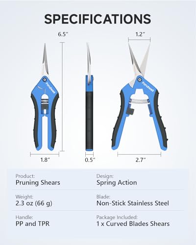 Fondwell 6.5" Small Pruning Shears for Gardening, Plant Trimming Scissors - color: Silver Curved Blades