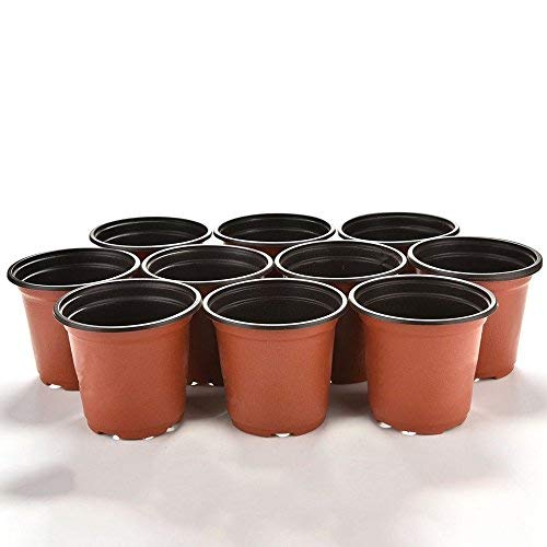 KINGLAKE 100 Pcs 4" Plastic Plants Nursery Pot/Pots Seedlings Flower Plant Container Seed Starting Pots,4 Inch,Red - color: Red, size: 4 Inch