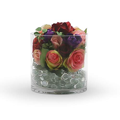 WGV Cylinder Vase, Width 8", Height 10", Clear Wide Large Diameter Flower Glassware, Floral Container, Planter Terrarium for Wedding Party Event, Home Accent Decor, 1 Piece - size: 8"x10"H