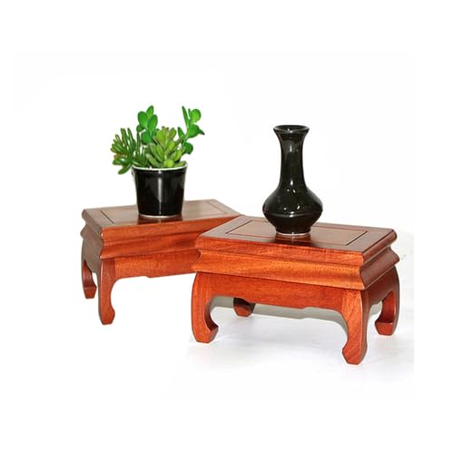 GOLDY&WENDY Square Solid Wood Chinese Curved Legs Crafts Stand Base | Heightened Stable Black Wooden Display, Vase Plant Riser Base, Oriental Chinese Style - color: Black Wood, size: 5.2" L X 5.2'' W X 3.6" H