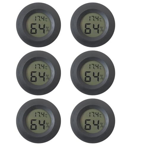 JURENGUDF 6Pcs Digital Hygrometer Thermometer Set, Mini Humidity Temperature Monitor for Reptile Terrariums and for Greenhouses