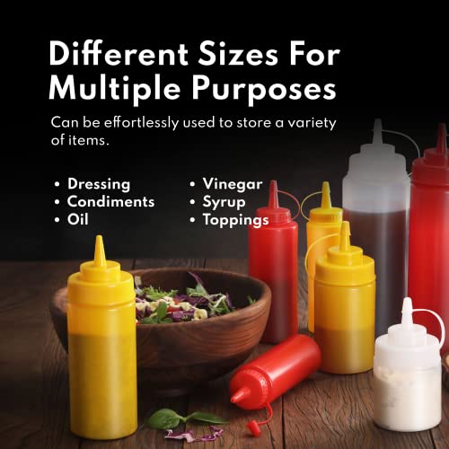 New Star Foodservice 26528 Plastic Squeeze Bottles with Cap and Scale, Wide Mouth, 16 oz, Yellow, Pack of 6 - color: Yellow, size: 16 Ounces