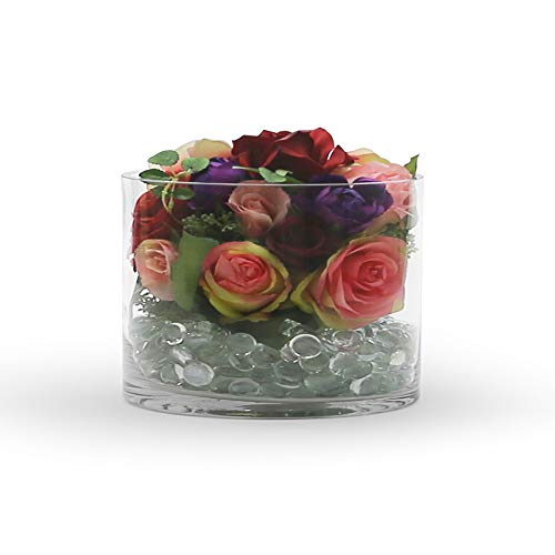WGV Cylinder Vase, Width 10", Height 8", Clear Wide Large Diameter Flower Glassware, Floral Container, Planter Terrarium for Wedding Party Event, Home Accent Decor, 1 Piece - size: 10"x8"H