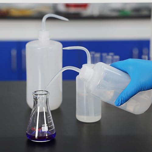 stonylab Chemical Wash Bottle, 4-Pack Plastic Safety Lab Squeeze Wash Bottle, LDPE with Narrow Mouth, 500 ml (16 oz)/4 Bottle - size: 500 ml