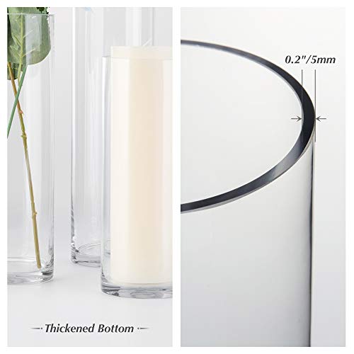 WGVI Quality Thick Weighted Clear Cylinder Glass Vases, 3" W x 10" H, Flower Bud Vase Skinny Narrow Floral Bouquet Container for Wedding Centerpieces Tabletop Pen Brush Holder, 1 Piece - size: 3"x10"H