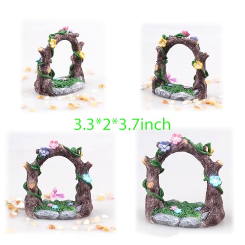 Kai Dream Miniature Fairy Garden Accessories Set, 3 Piece Resin Decorative Landscape Kit with Arch, Bridge and Slide, Floral Garden Ornaments - style: Arch, Slide, Bridge Set