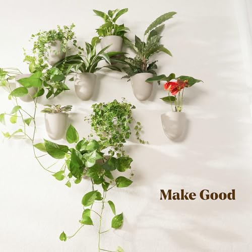 Make Good PlantPod Luxe - Self-Watering Wall Planters (Set of 6, Stone) - Easy to Water and Install - Lightweight - Design Your Own Vertical Garden - Wall Planters for Indoor Plants - color: Stone