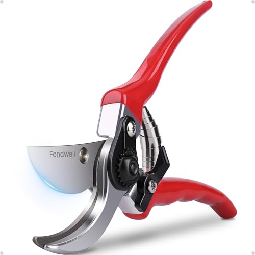 Fondwell 8.5" Professional Hand Pruners Bypass Pruning Shears for Gardening - color: Red (Bypass)