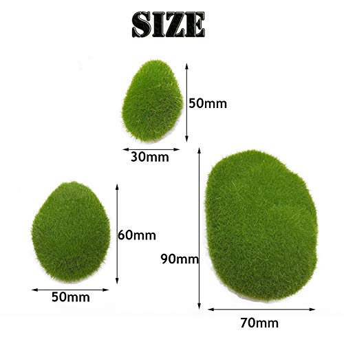 YOOHUA 30PCS 3 Size Artificial Moss Rocks Decorative, Green Moss Balls,Moss Stones, Green Moss Covered Stones, Fake Moss Decor for Floral Arrangements, Fairy Gardens and Crafting