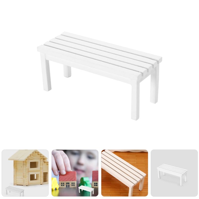 ibasenice 2PCS Miniature Wooden Park Benches, Unpainted Dollhouse Furniture