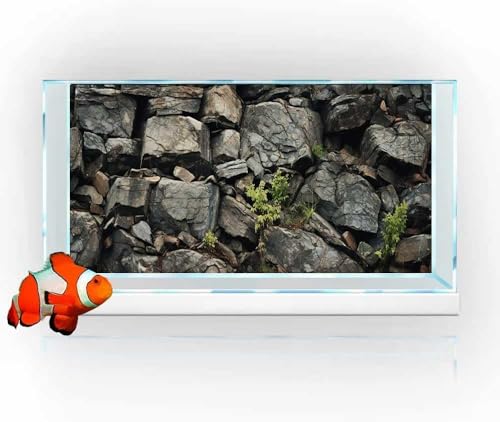 30X12IN Stone Aquarium Background, Rock Fish Tank Background, Natural Rocky Glass Terrarium Background with 8 EVA Double-Sided Tape - color: Stone, size: 30X12in/75X30cm