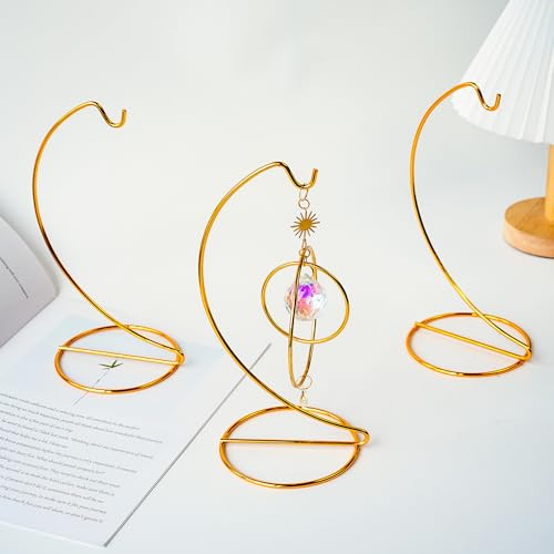 3 Pack 9 Inch Gold Iron Ornament Stand Hanging Display Holder Decor