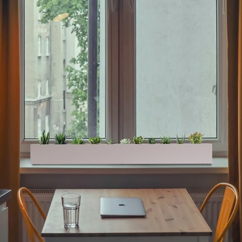 Window Sill Planter Box 32 in, Trough Rectangle Planter, White - color: White