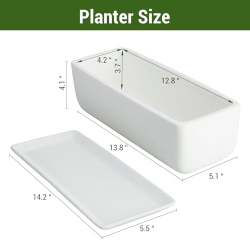 MyGift 14 Inch Unglazed White Ceramic Indoor Plant Pot with Drainage Hole - size: 14.5 inch