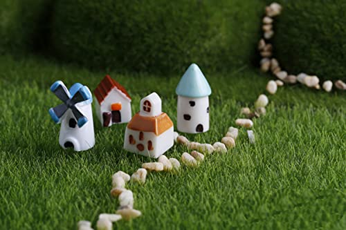 4PCS House Fairy Garden Supplies, Miniature Figurines & Accessories, DIY Kit, Micro Landscape Ornaments, Fairy Garden Animals - color: 4house