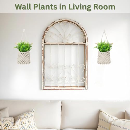 2 Packs Macrame Wall Planters with Faux Eucalyptus, Wall Decor - color: White