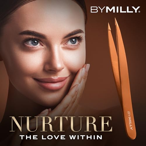 Pointed Tweezers | Titanium Series | High Carbon Stainless Steel Needle Nose | Fine Point Precision Hair Removal | Perfectly Aligned & Hand-Filed Sharp | Rose Gold - color: Rose Gold
